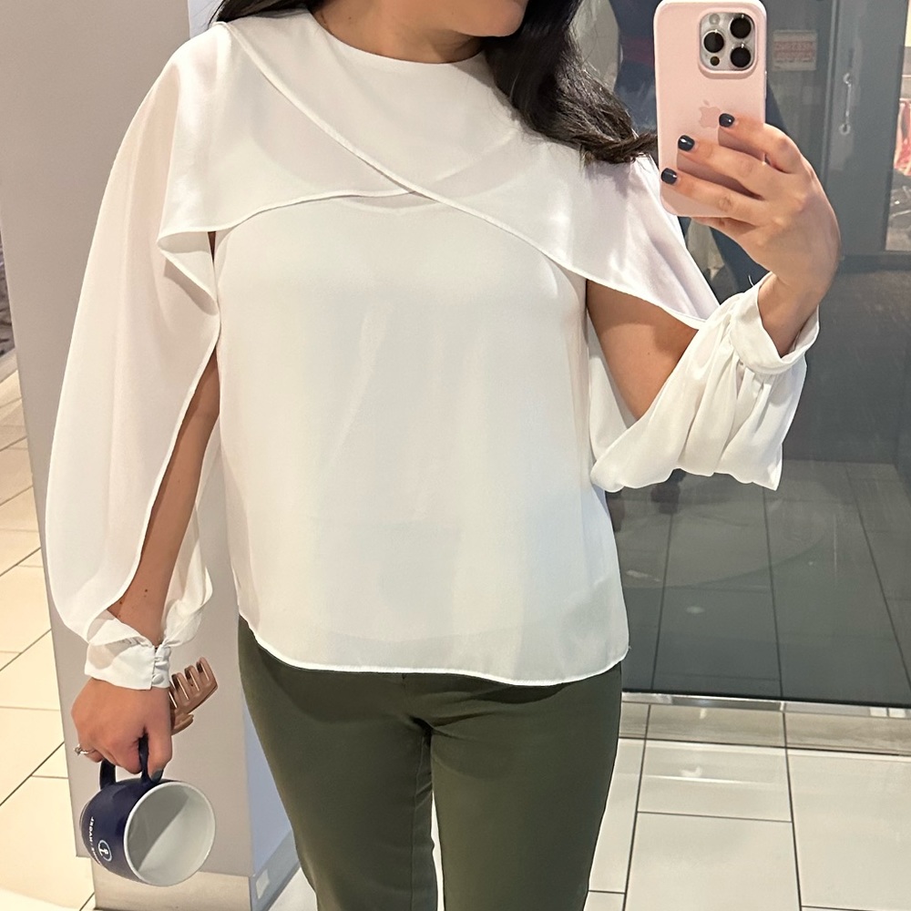 Zara long open sleeve sheer business blouse